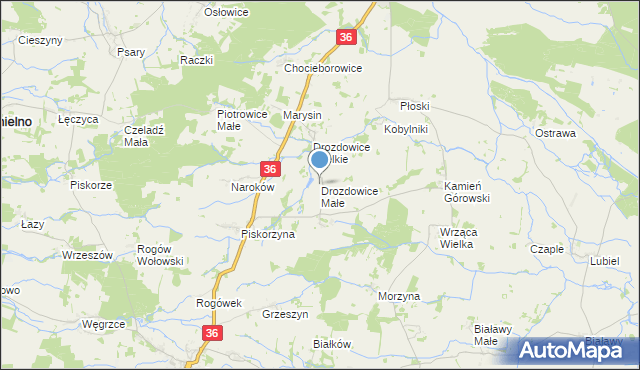 mapa Drozdowice Małe, Drozdowice Małe na mapie Targeo